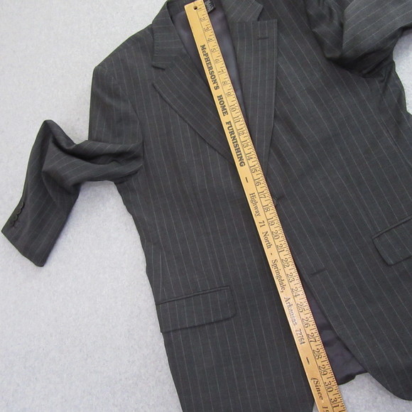 Zara Mens 2 Pc Suit 42R Gray Pinstripe 34x30 Flat Front Wool Stretch - Picture 9 of 16